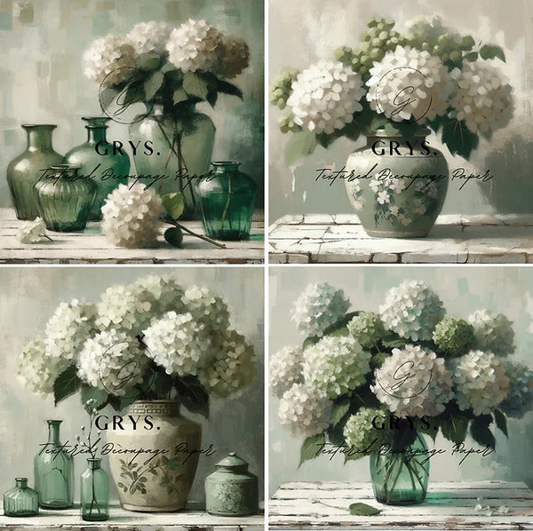 Fours - Sage Hydrangeas